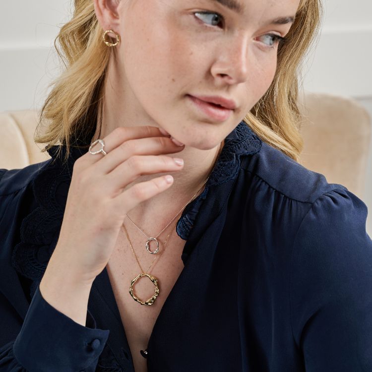 9ct Yellow Gold Halo Pendant - Large