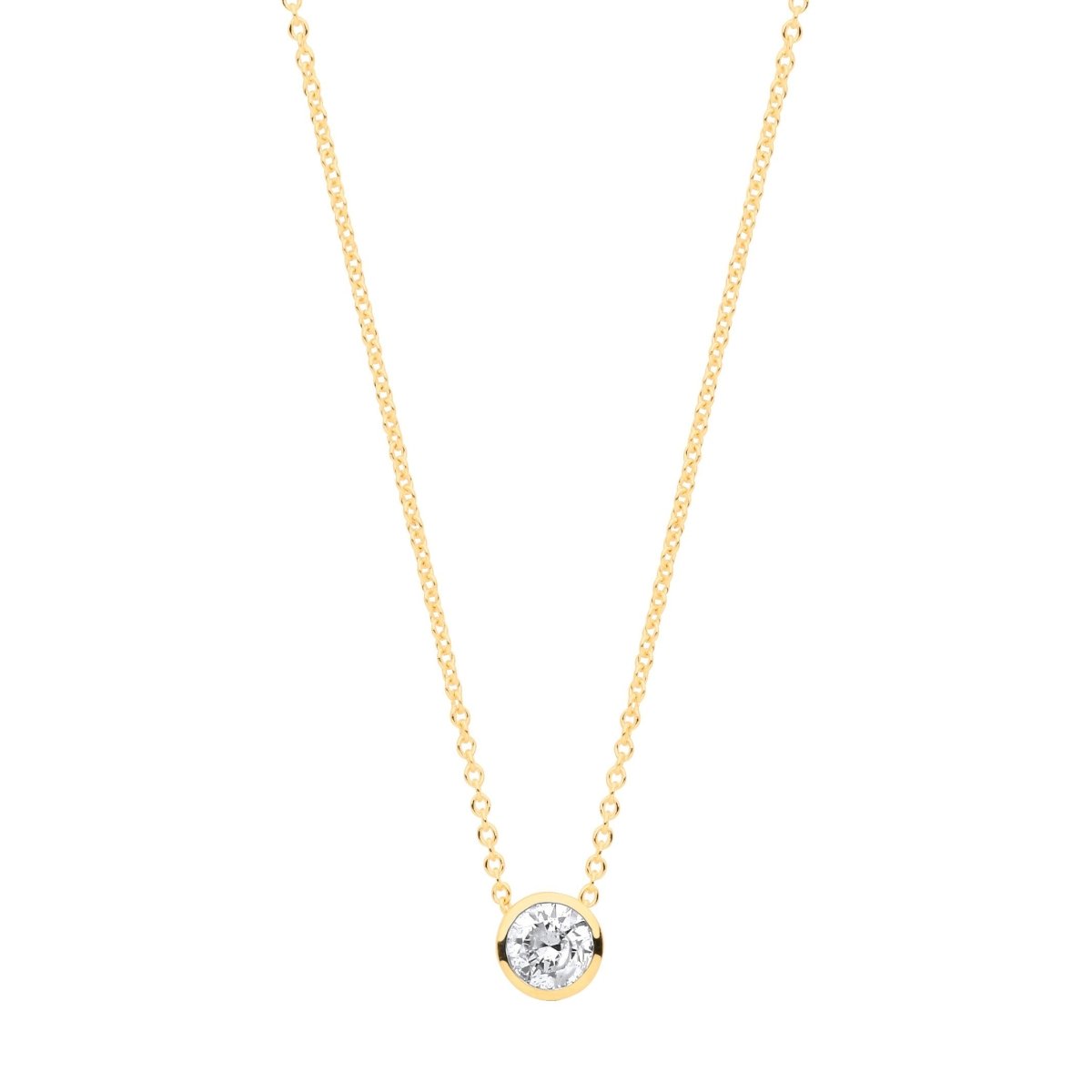 18ct Gold 0.25ct Diamond Rubover Solitaire Necklace - Samuel Perry