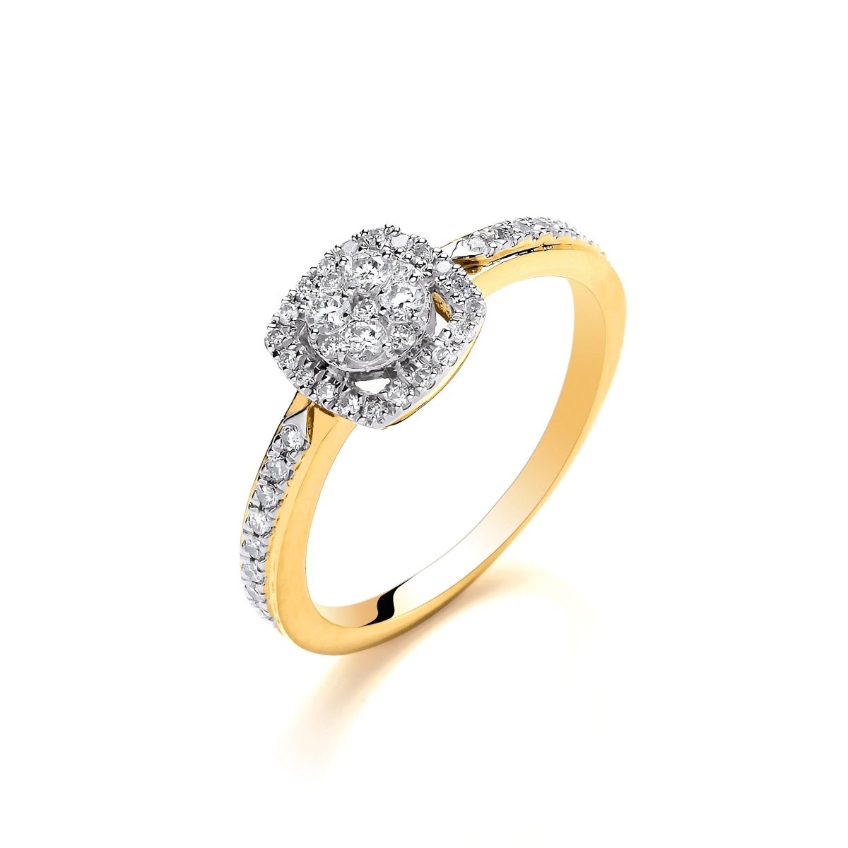 18ct Gold 0.32ct Diamond Square Halo Ring - Samuel Perry