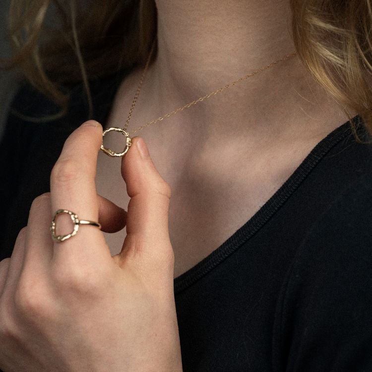 18ct Gold Halo Pendant - Small - Samuel Perry