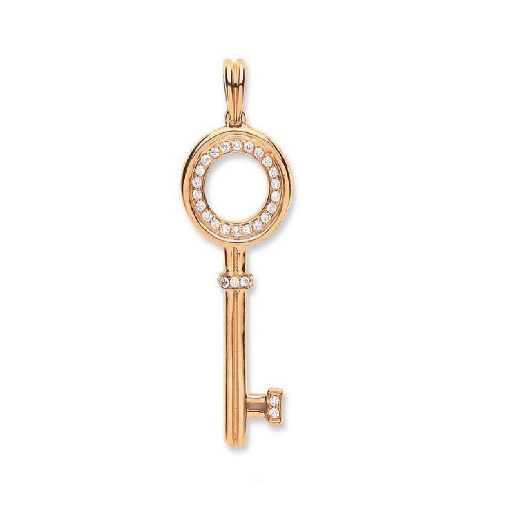 18ct Rose Gold 0.18ct Diamond Key Pendant – Elegant & Meaningful - Samuel Perry