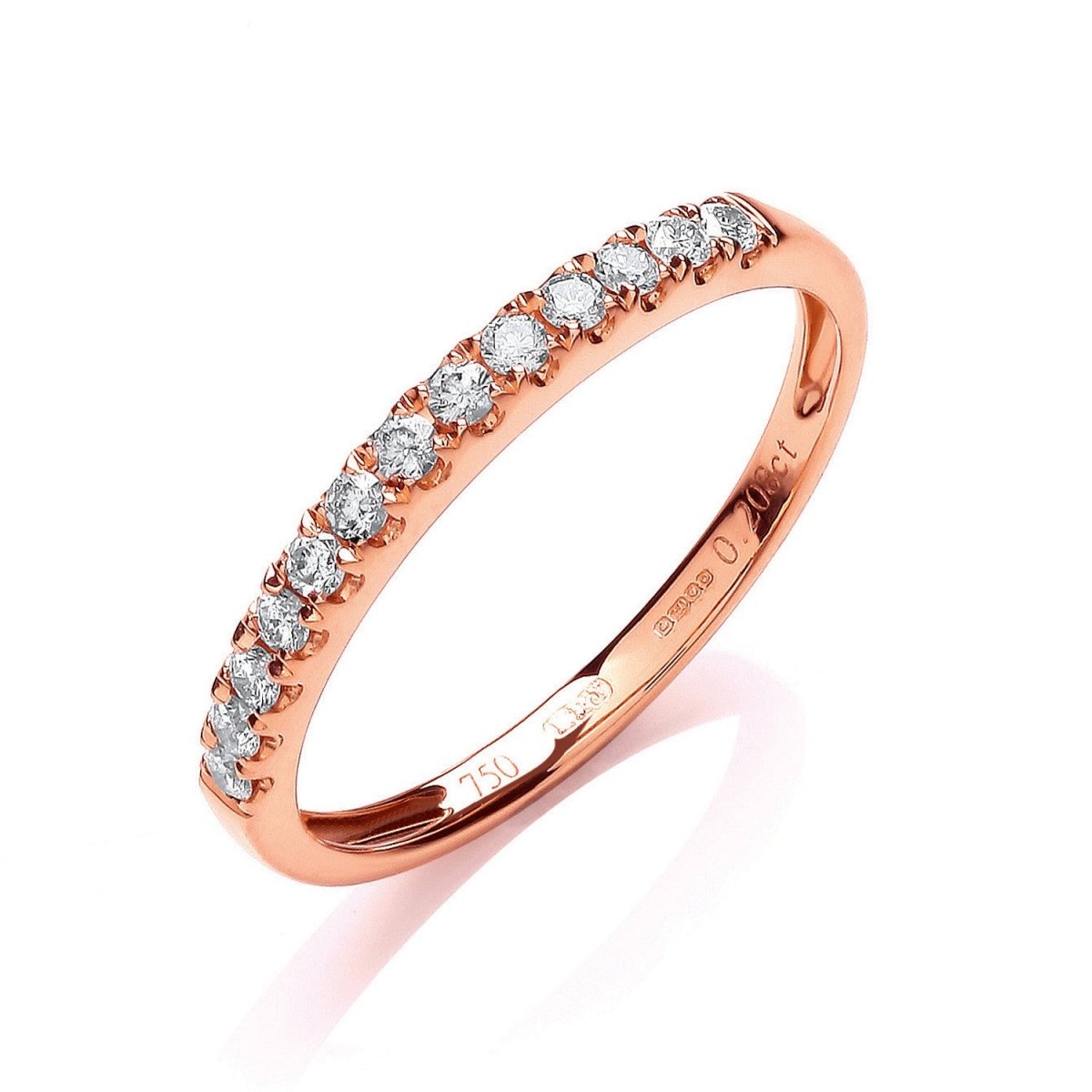 18ct Rose Gold 0.20ct Diamond Half Eternity Ring - Samuel Perry