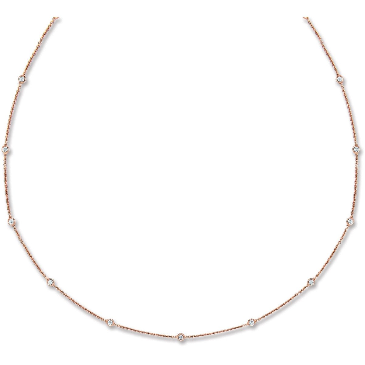 18ct Rose Gold 0.50ct Diamond by the Yard Necklace - Samuel Perry