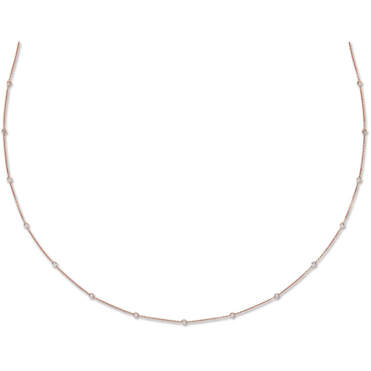 18ct Rose Gold 1.00ct Diamond by the Yard Necklace - Samuel Perry