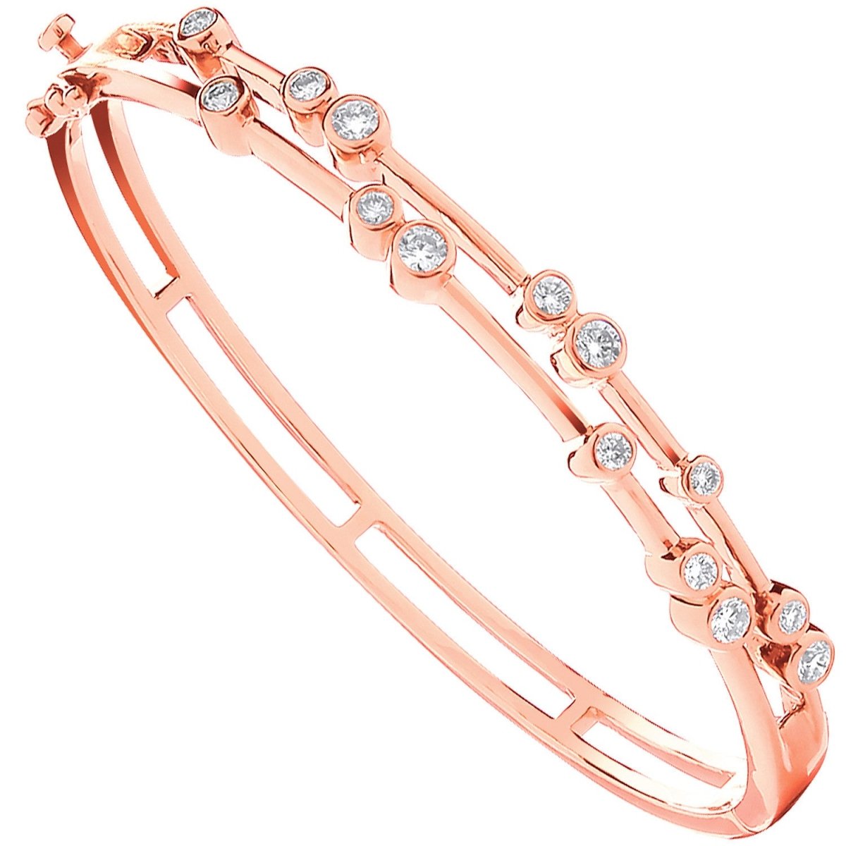 18ct Rose Gold 1.00ct Diamond Dress Bangle - Samuel Perry