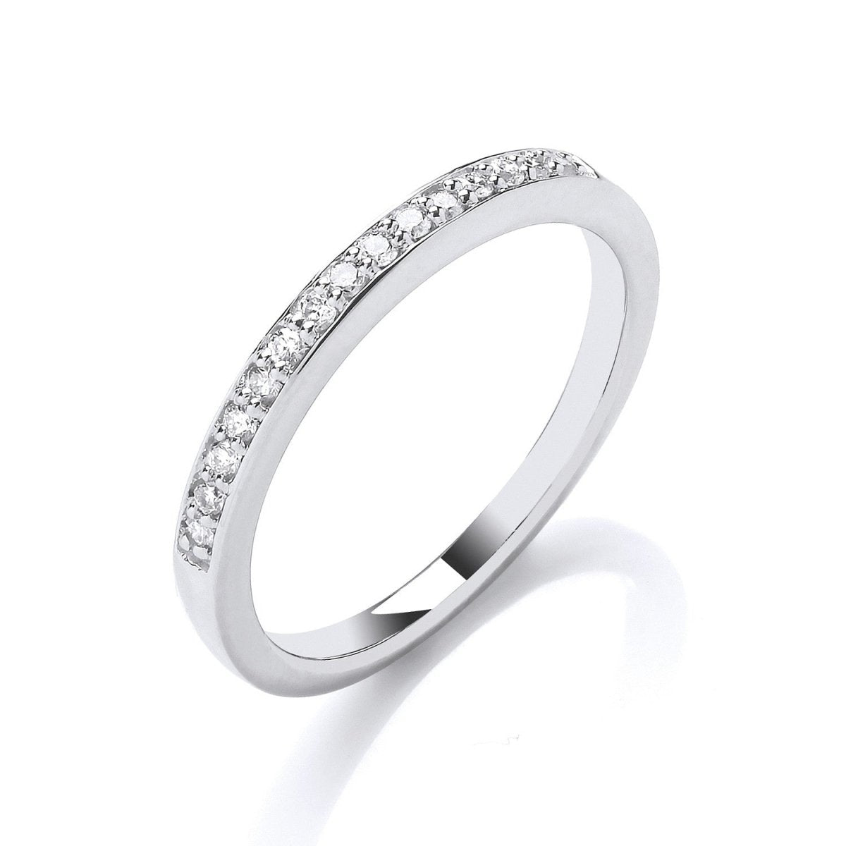 18ct White Gold 0.14ct Half Eternity Wedding Ring - Samuel Perry