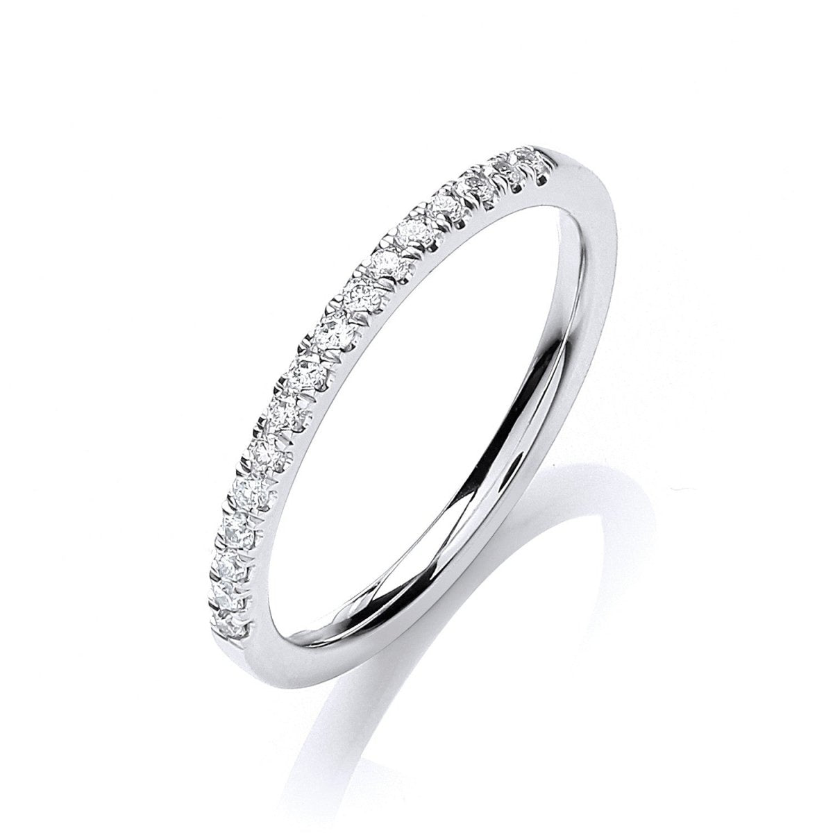 18ct White Gold 0.16ct Diamond Half Eternity Wedding Ring - Samuel Perry