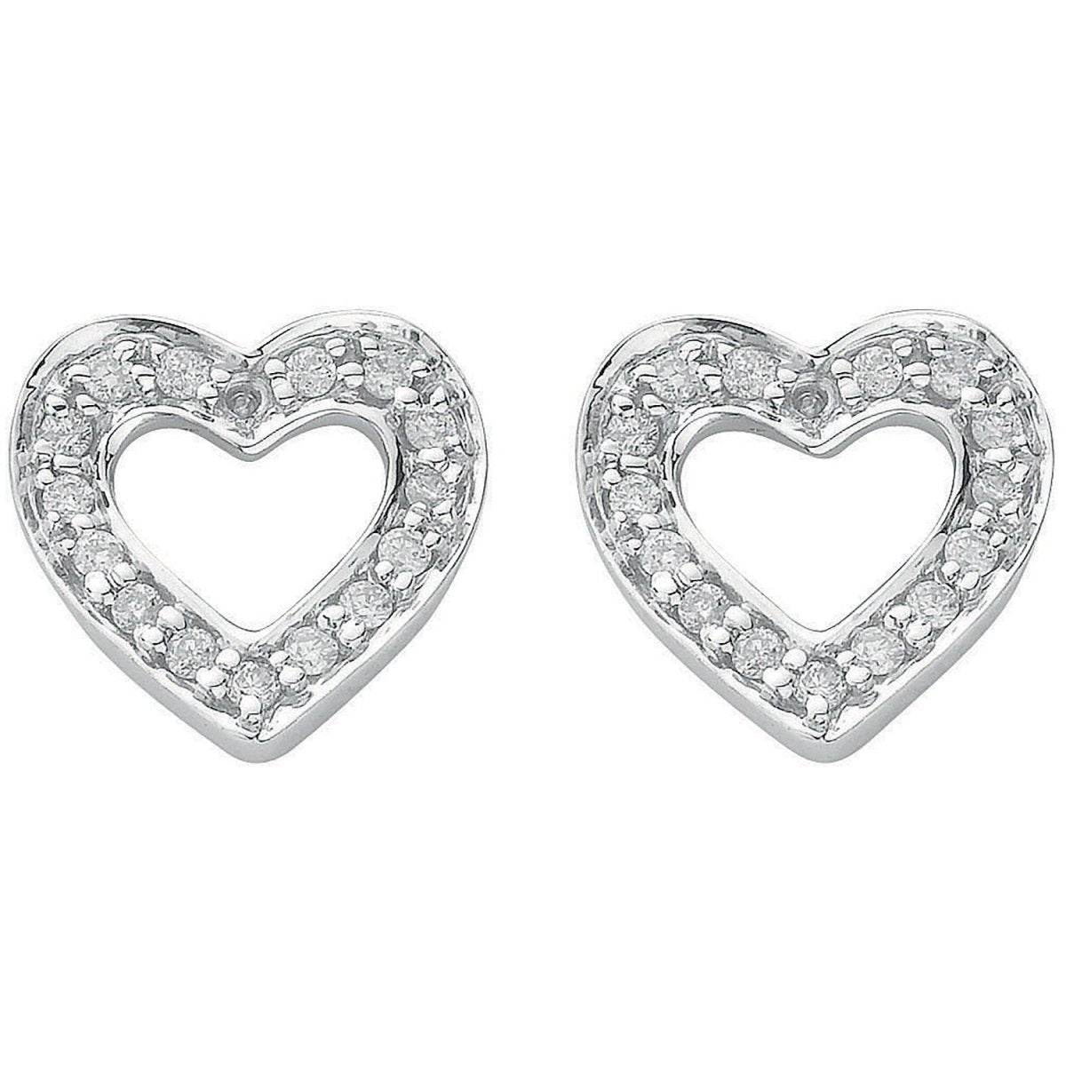 18ct White Gold 0.18ct Diamond Heart Stud Earrings - Samuel Perry