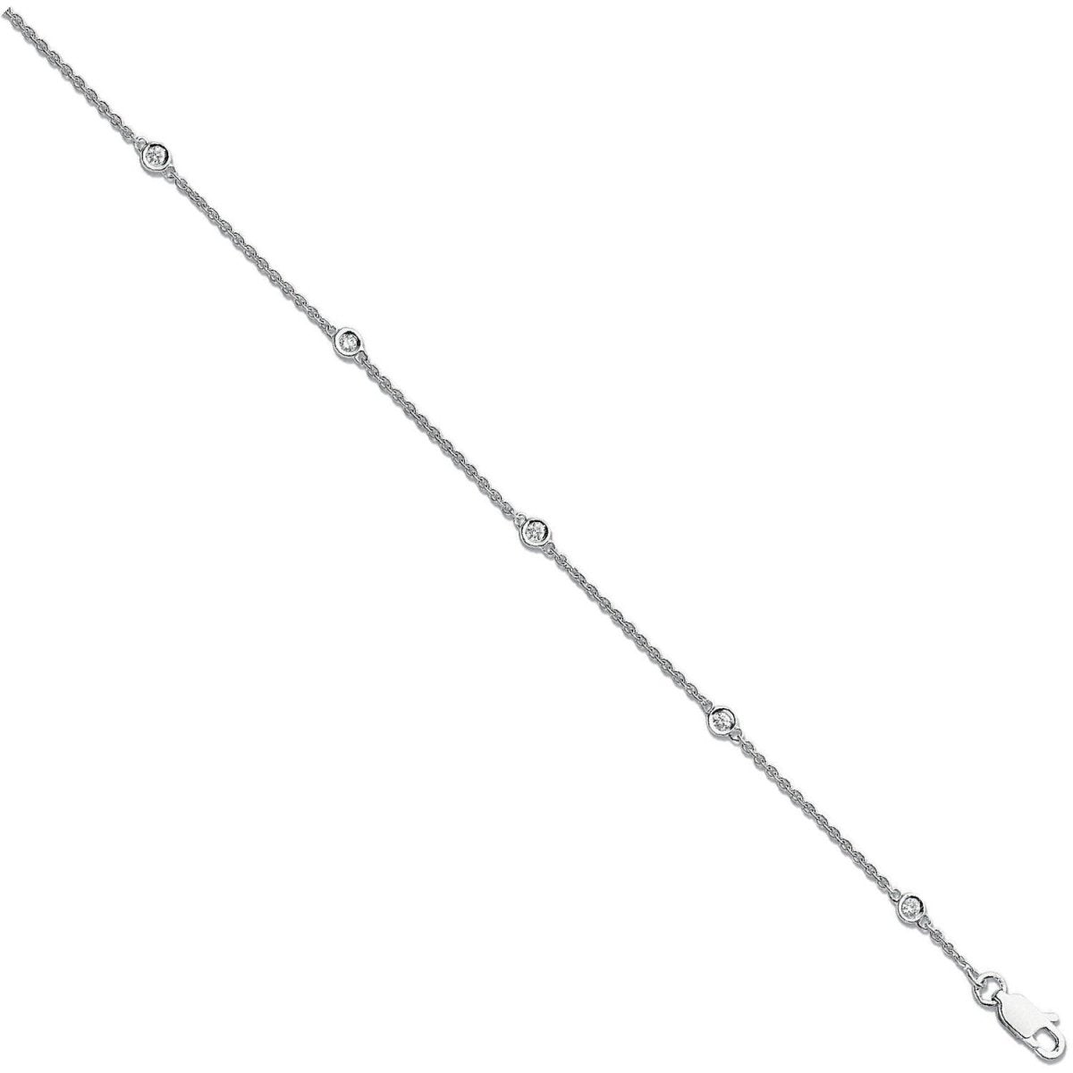 18ct White Gold 0.20ct Diamond Rubover Bracelet - Samuel Perry
