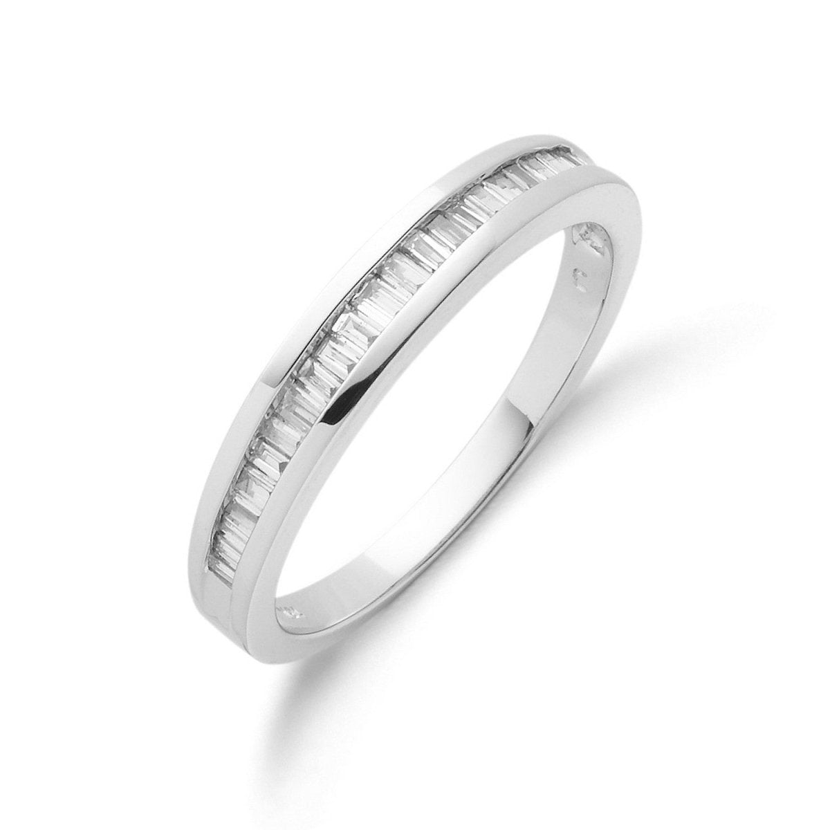 18ct White Gold 0.25ct Baguette Cut Diamond Eternity Ring - Samuel Perry