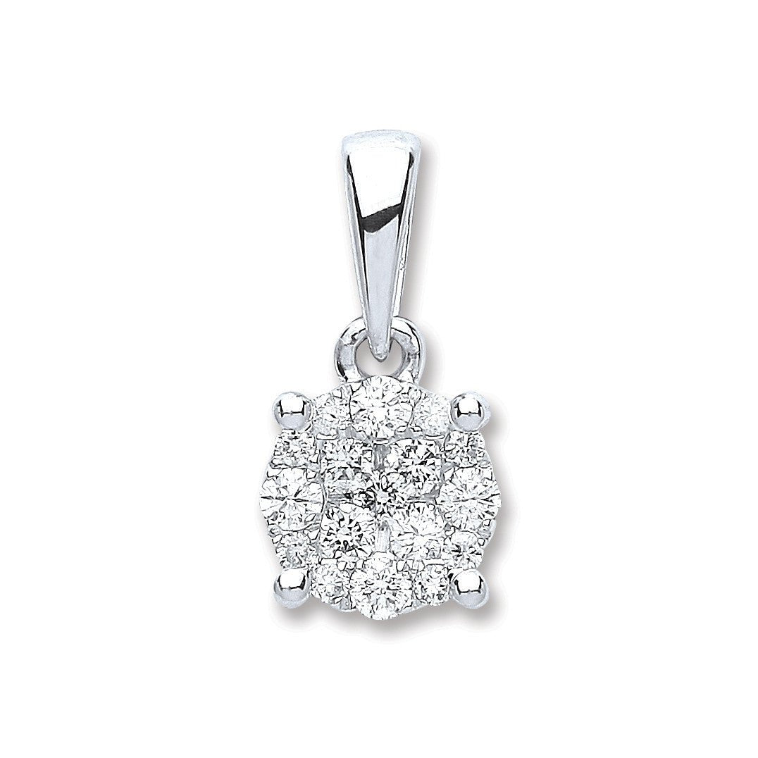18ct White Gold 0.25ct Diamond Cluster Pendant – Timeless Brilliance - Samuel Perry