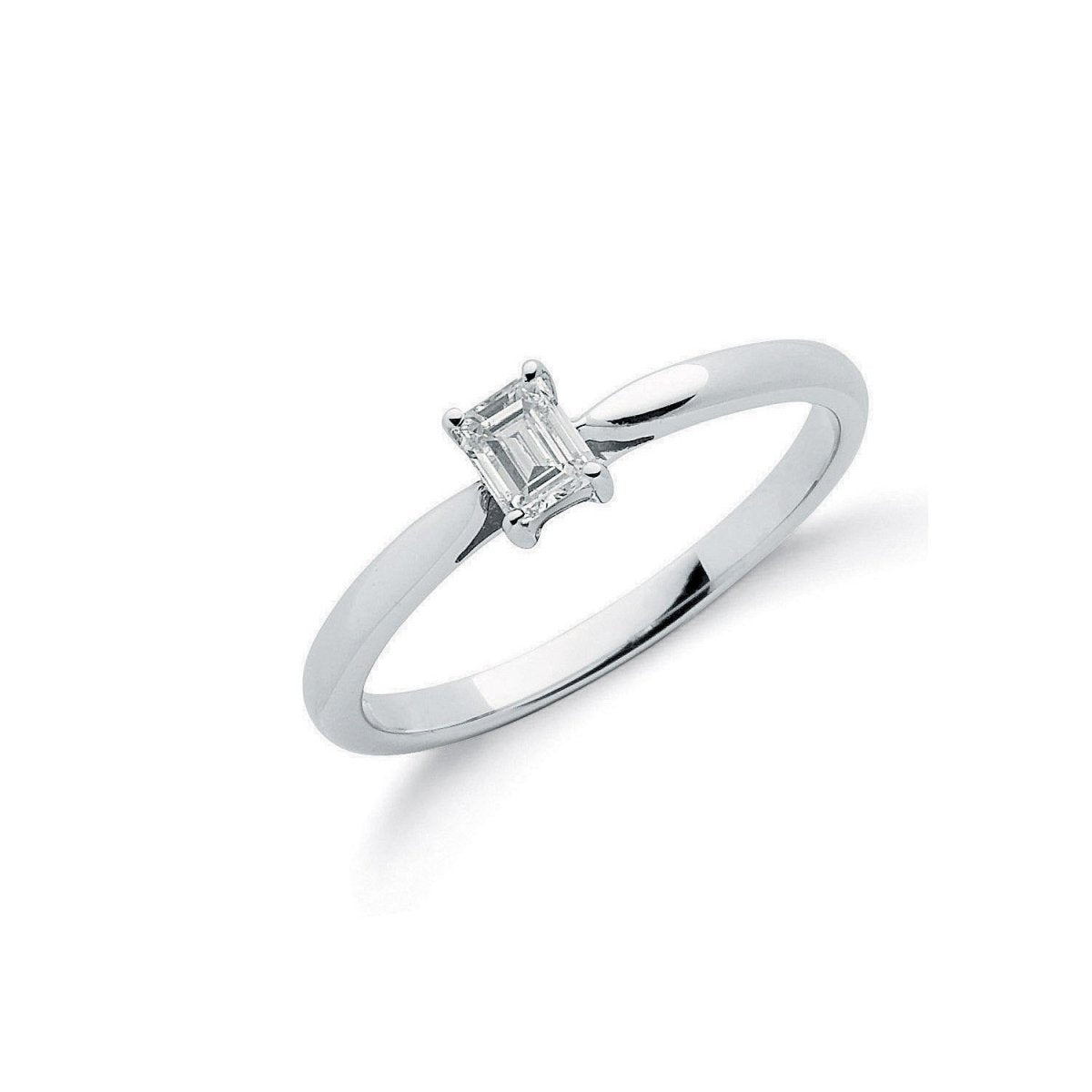 18ct White Gold 0.25ct Emerald Cut Diamond Engagement Ring - Samuel Perry