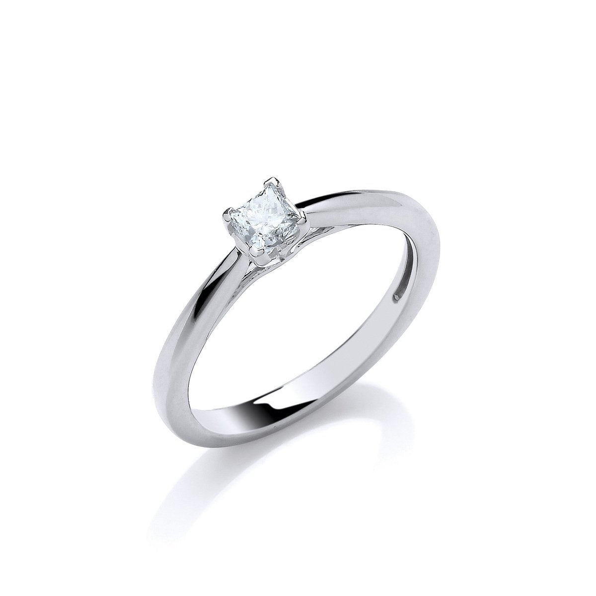 18ct White Gold 0.25ct Princess Cut Diamond Engagement Ring - Samuel Perry
