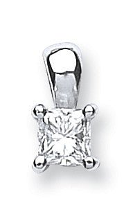 18ct White Gold 0.25ct Princess Cut Diamond Pendant - Sophisticated Sparkle - Samuel Perry