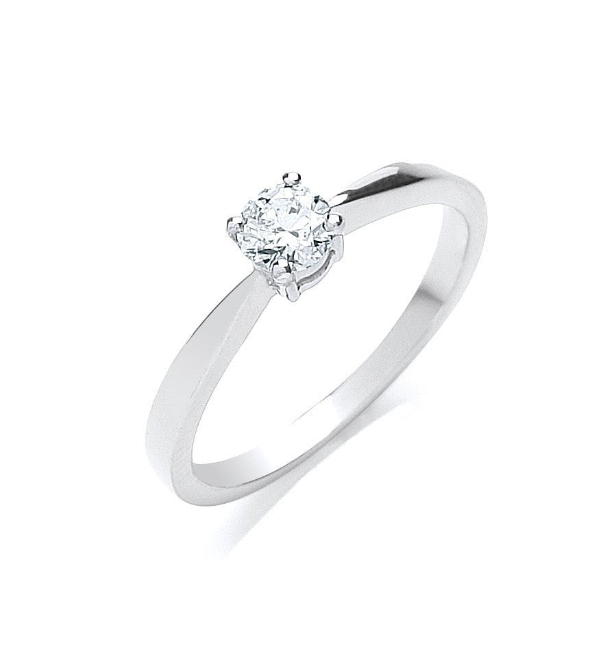 18ct White Gold 0.35ct Brilliant Cut Diamond Engagement Ring - Samuel Perry