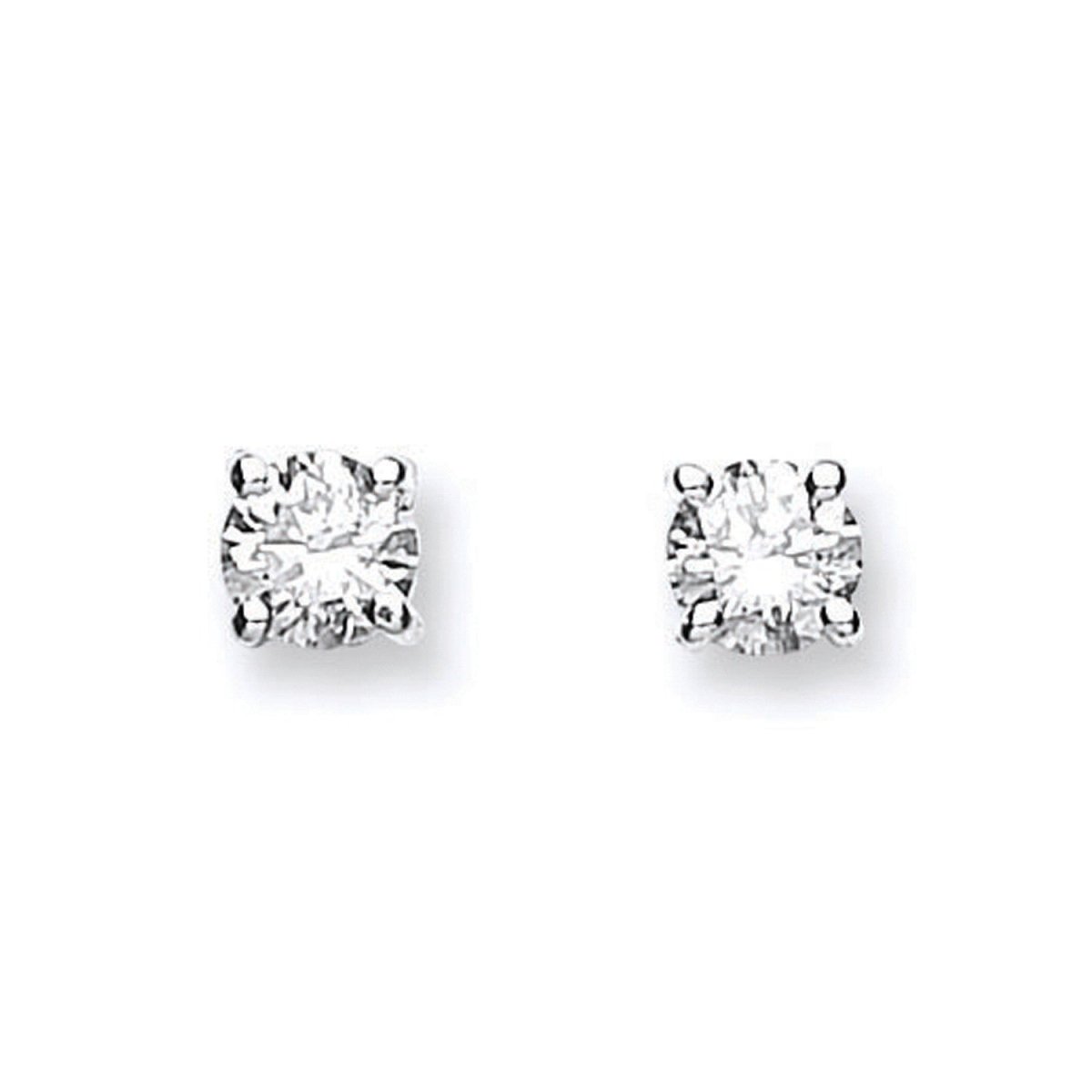18ct White Gold 0.40ct Claw Set Diamond Stud Earrings - Samuel Perry