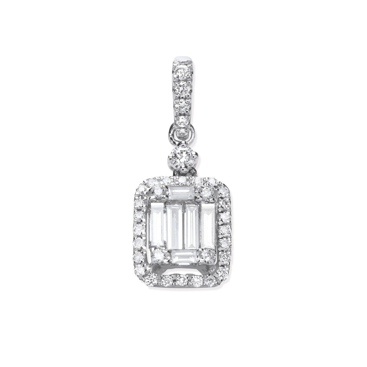 18ct White Gold 0.40ct Diamond Halo Pendant - Samuel Perry