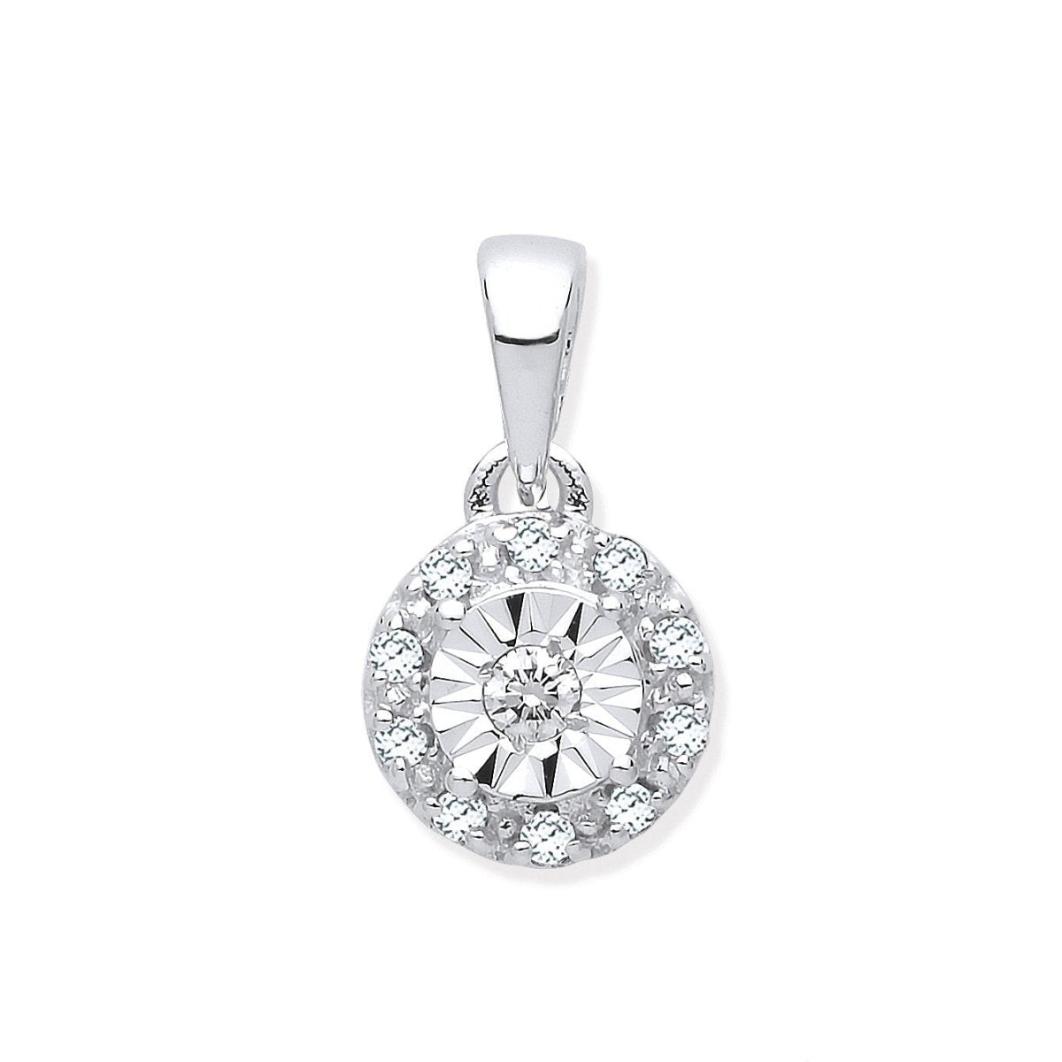 18ct White Gold 0.40ct Diamond Halo Pendant - Samuel Perry