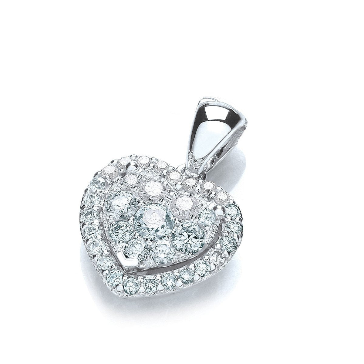 18ct White Gold 0.40ct Diamond Heart Pendant - Samuel Perry