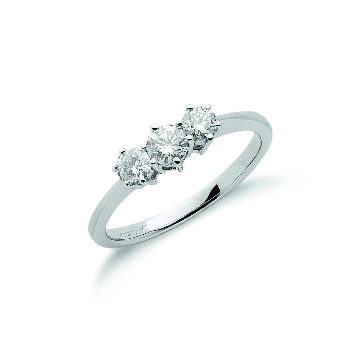 18ct White Gold 0.50ct Classic Diamond Trilogy Ring - Samuel Perry