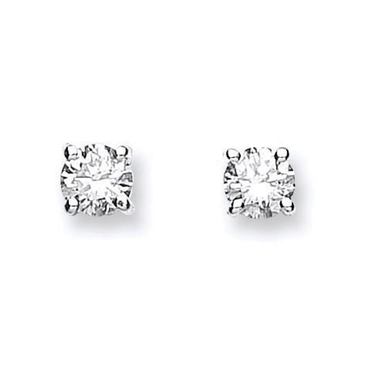 18ct White Gold 0.50ct Claw Set Diamond Stud Earrings - Samuel Perry