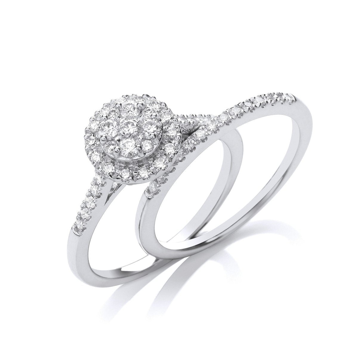 18ct White Gold 0.50ct Diamond Bridal Set Ring - Samuel Perry