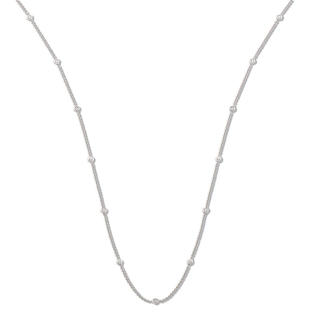 18ct White Gold 0.50ct Diamond by the Yard Necklace - Samuel Perry