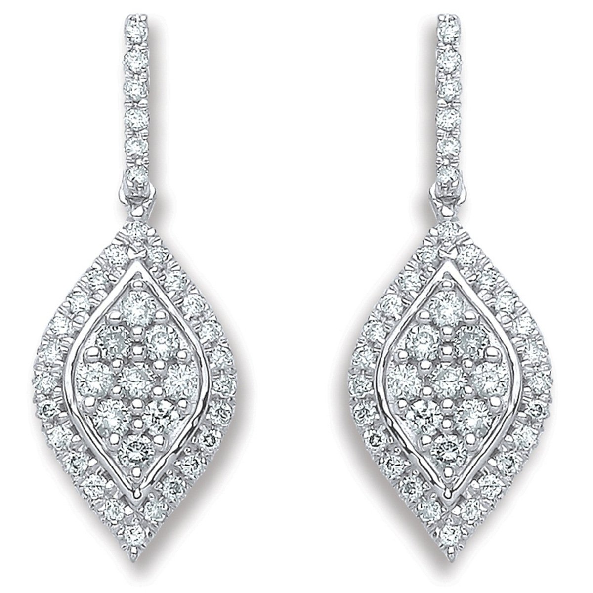18ct White Gold 0.50ct Diamond Drop Earrings - Samuel Perry