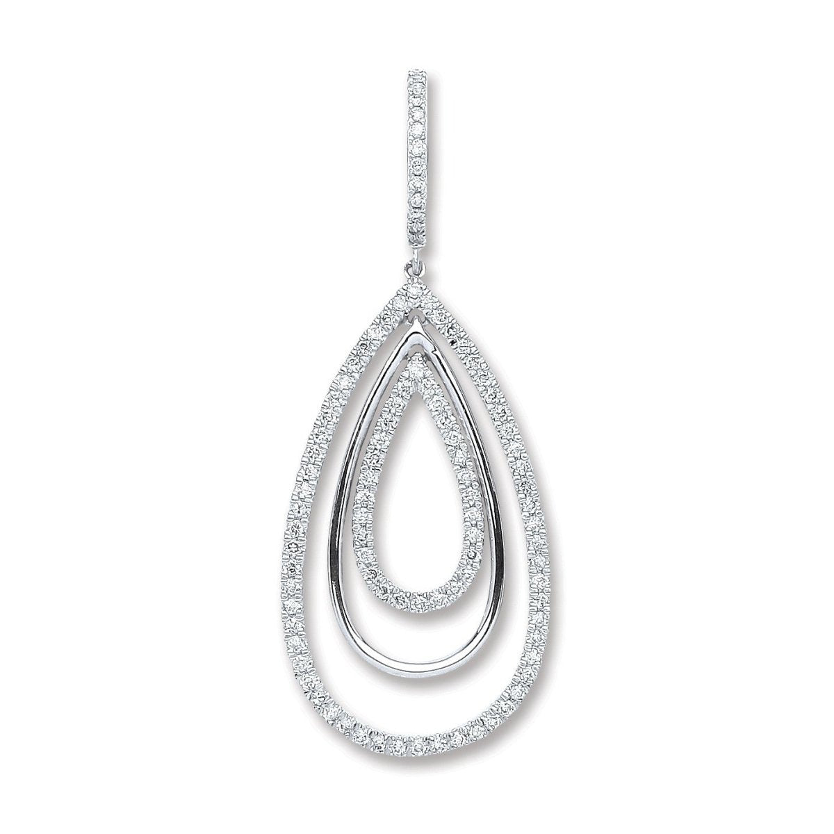 18ct White Gold 0.50ct Diamond Drop Pendant - Samuel Perry