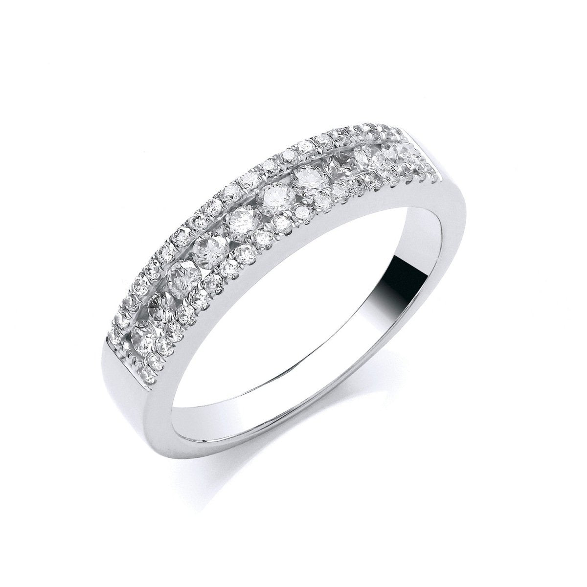 18ct White Gold 0.50ct Diamond Half Eternity Wedding Ring - Samuel Perry