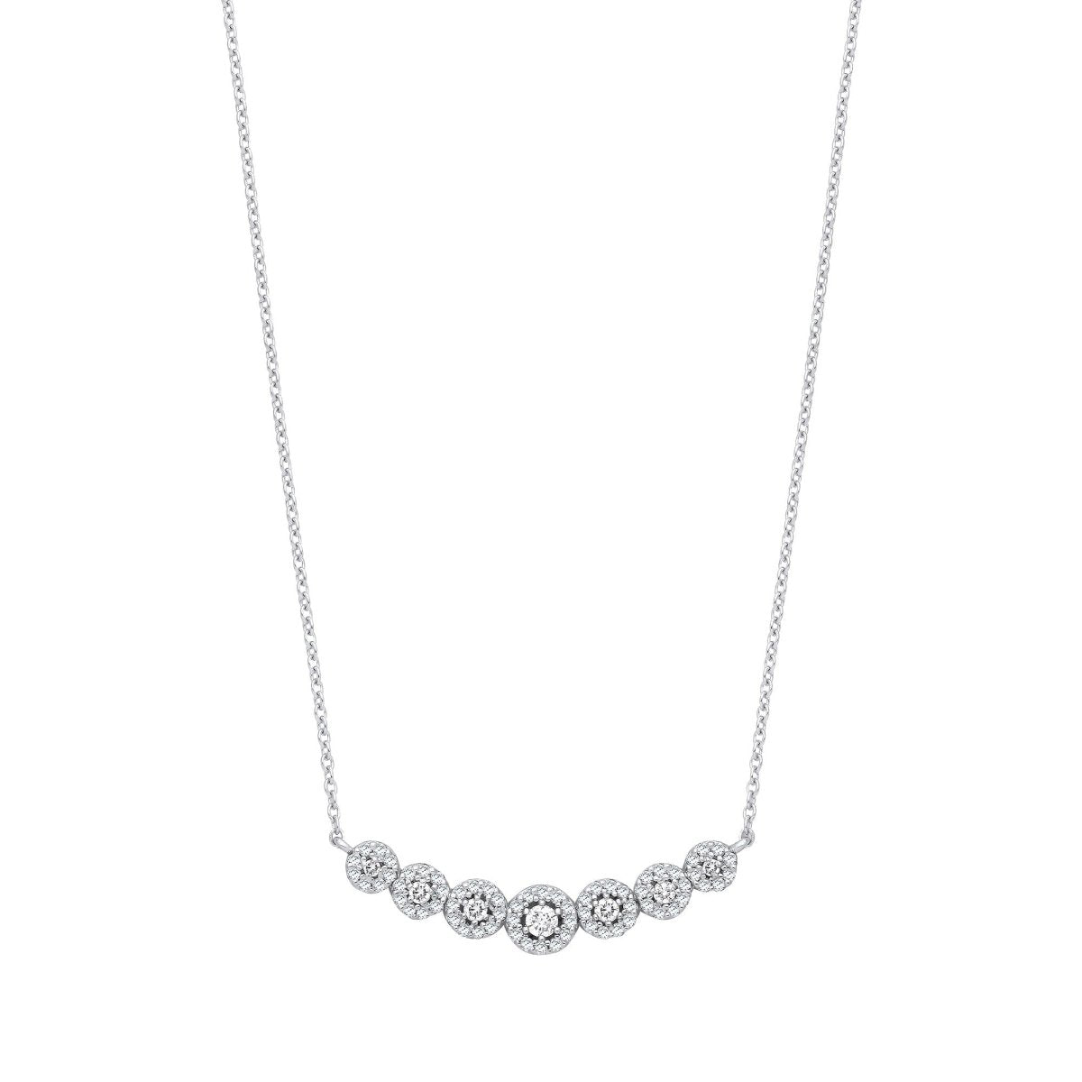 18ct White Gold 0.50ct Diamond Halo Collarette Necklace - Samuel Perry