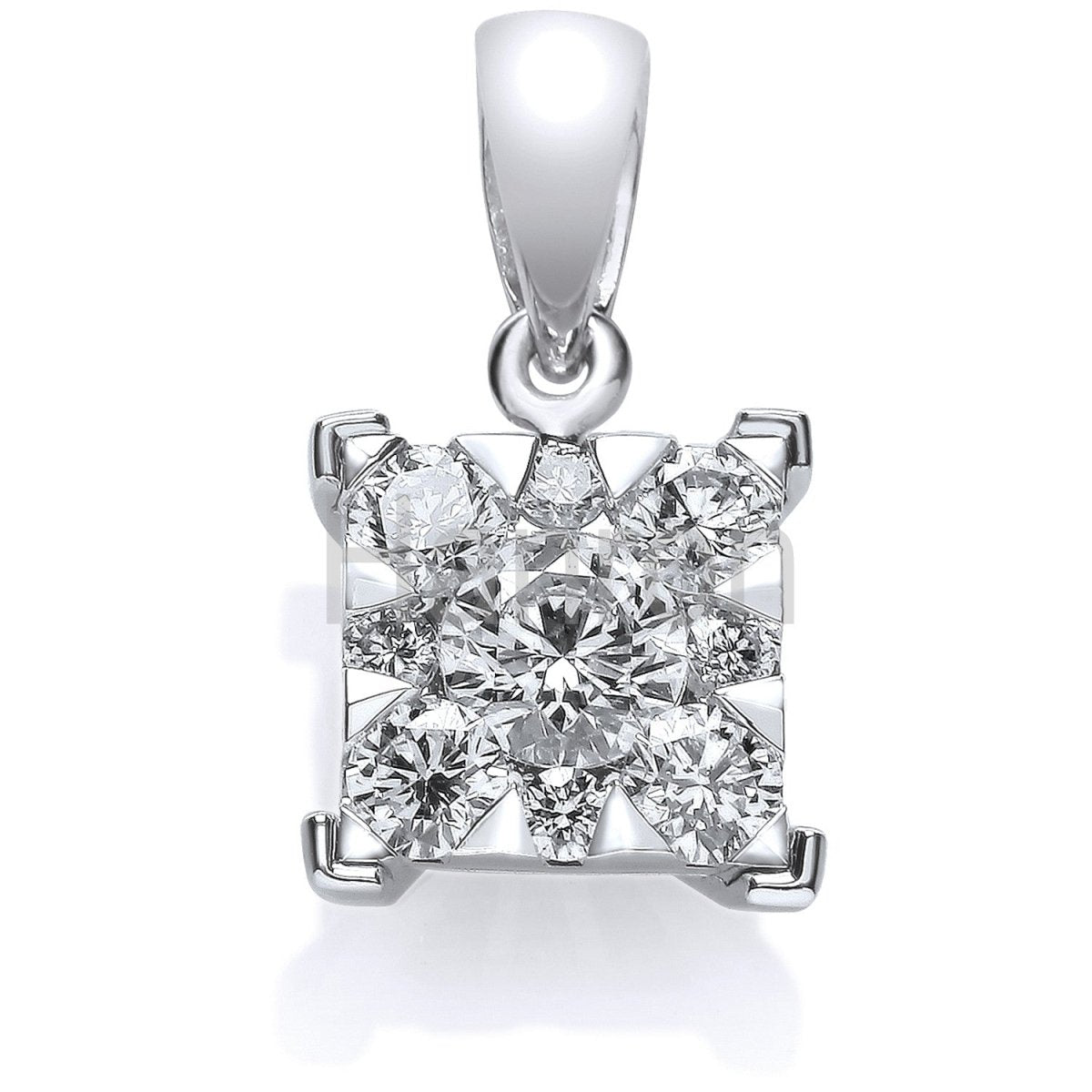 18ct White Gold 0.50ct Diamond Illusion Set Pendant – Pure Elegance - Samuel Perry
