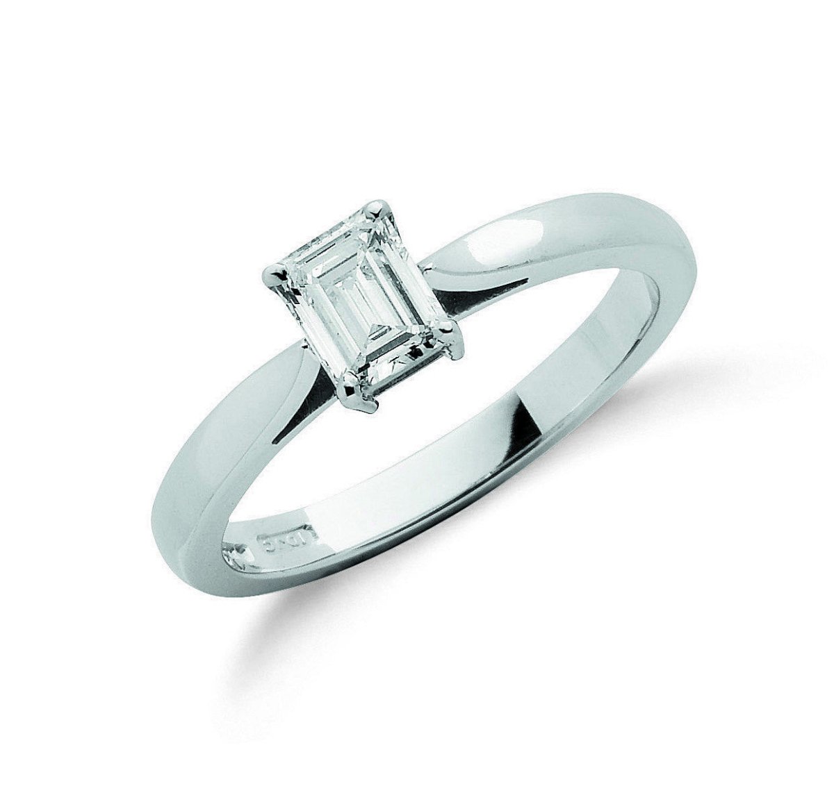 18ct White Gold 0.50ct Emerald Cut Diamond Engagement Ring - Samuel Perry