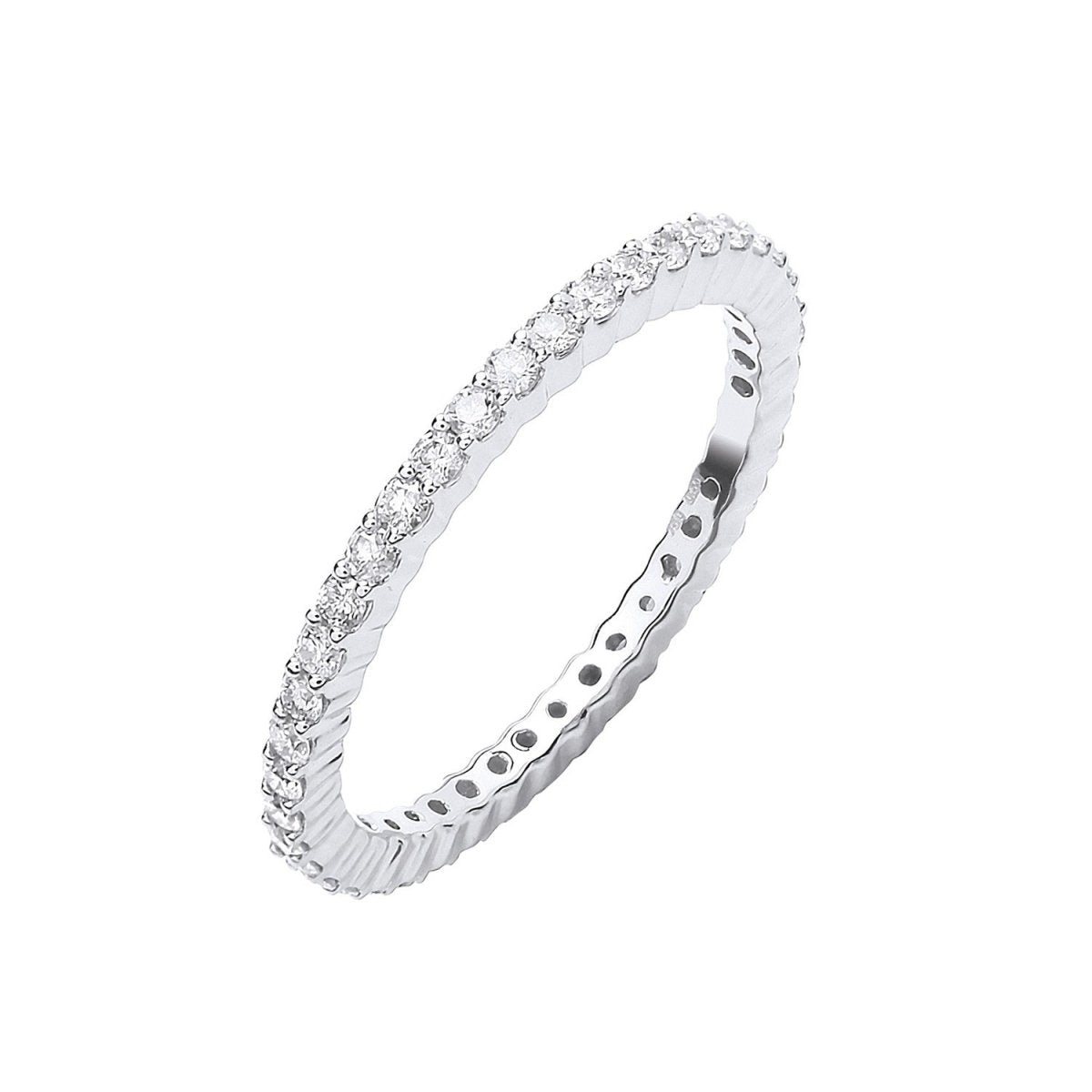 18ct White Gold 0.50ct Full Diamond Eternity Ring Wedding Band - Samuel Perry