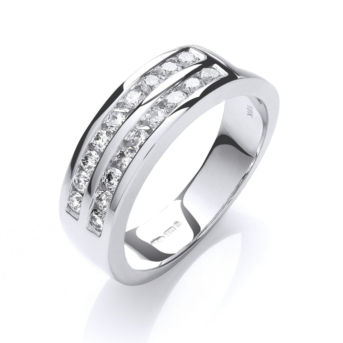 18ct White Gold 0.50ctw Diamond Half Eternity Ring - Samuel Perry