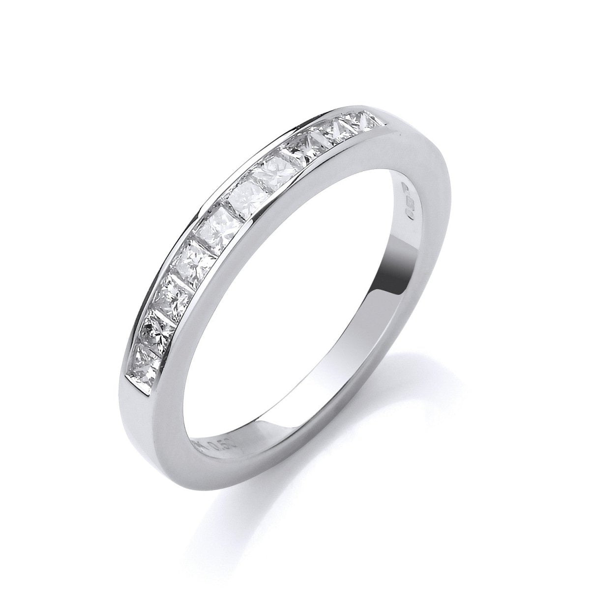 18ct White Gold 0.50ctw Princess Cut Diamond Eternity Ring - Samuel Perry