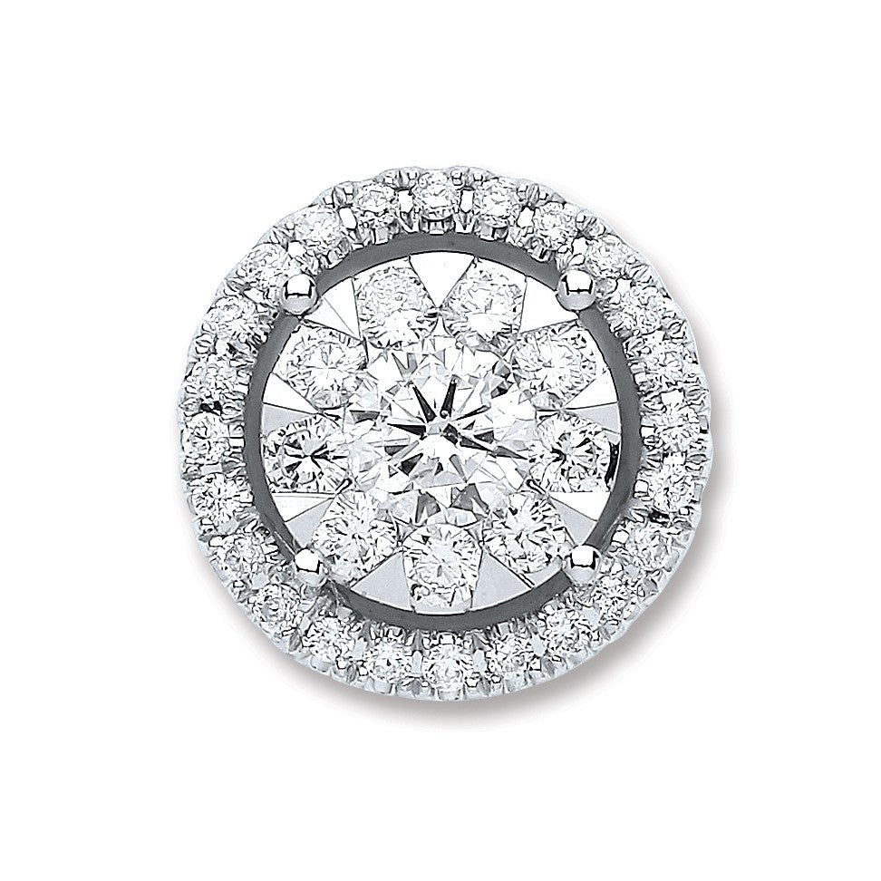 18ct White Gold 0.60ct Diamond Cluster Pendant - Samuel Perry