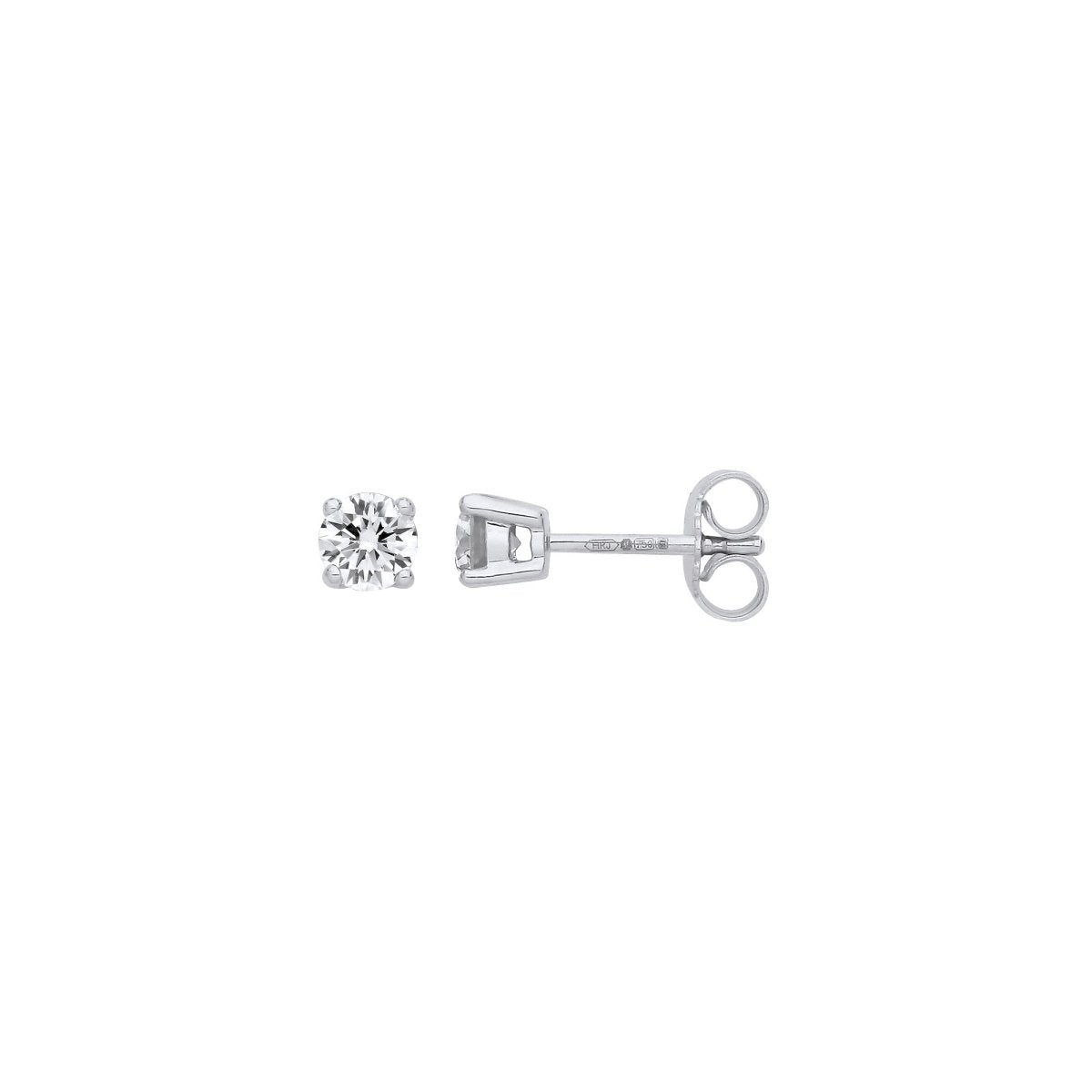 18ct White Gold 0.70ct Claw Set Diamond Stud Earrings - Samuel Perry