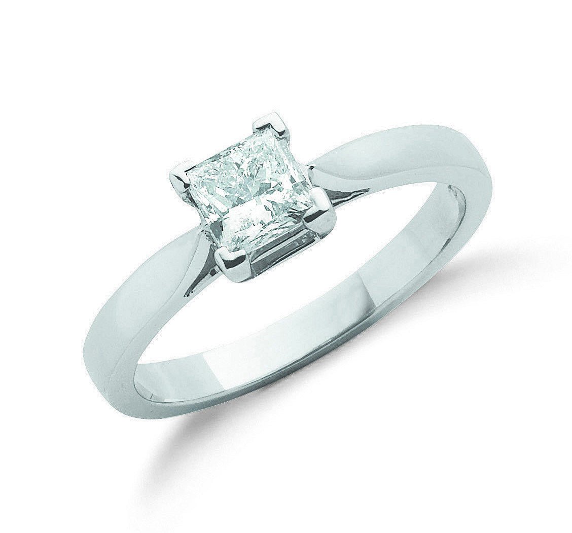 18ct White Gold 0.70ct Princess Cut Diamond Ring - Samuel Perry