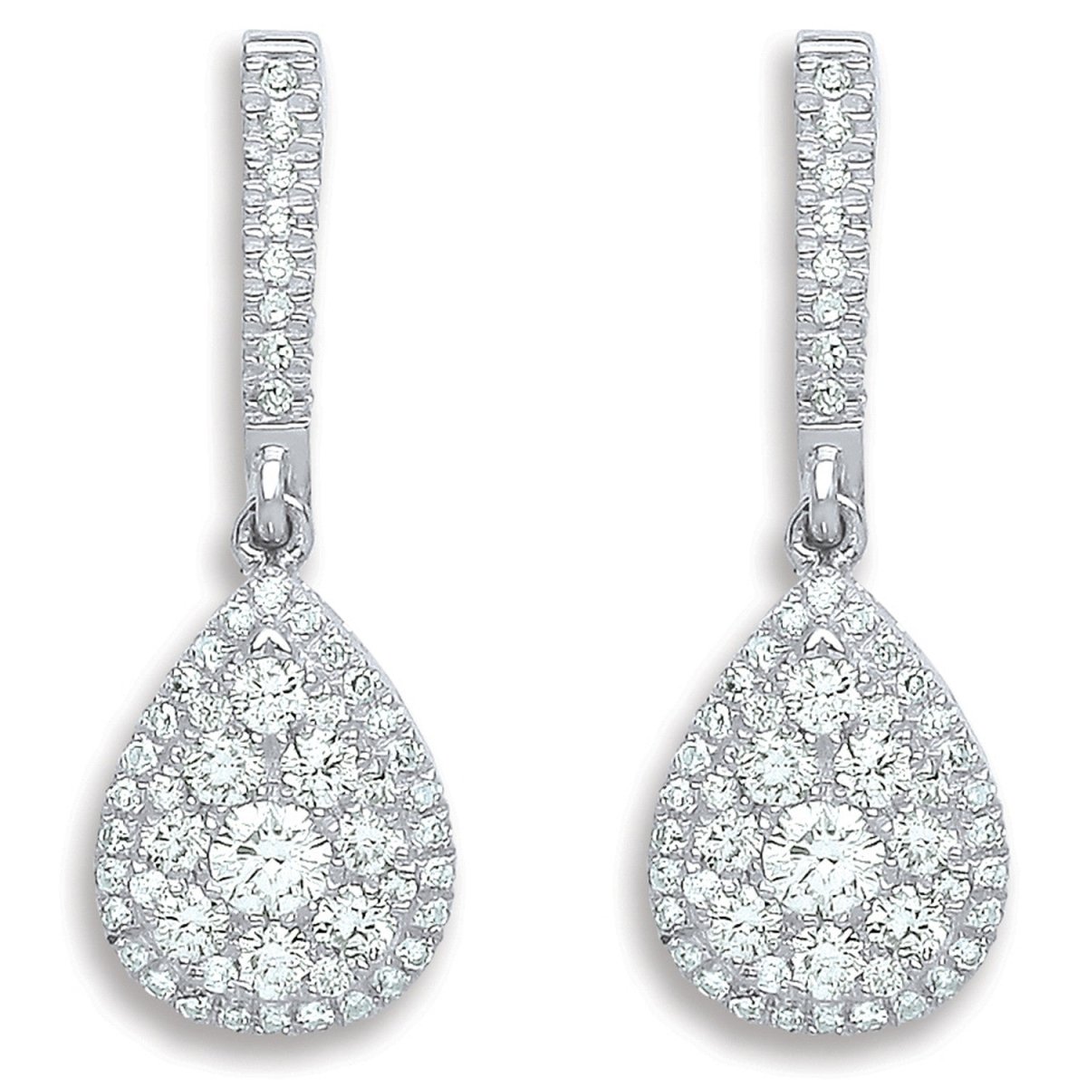 18ct White Gold 0.75ct Diamond Drop Earrings - Samuel Perry