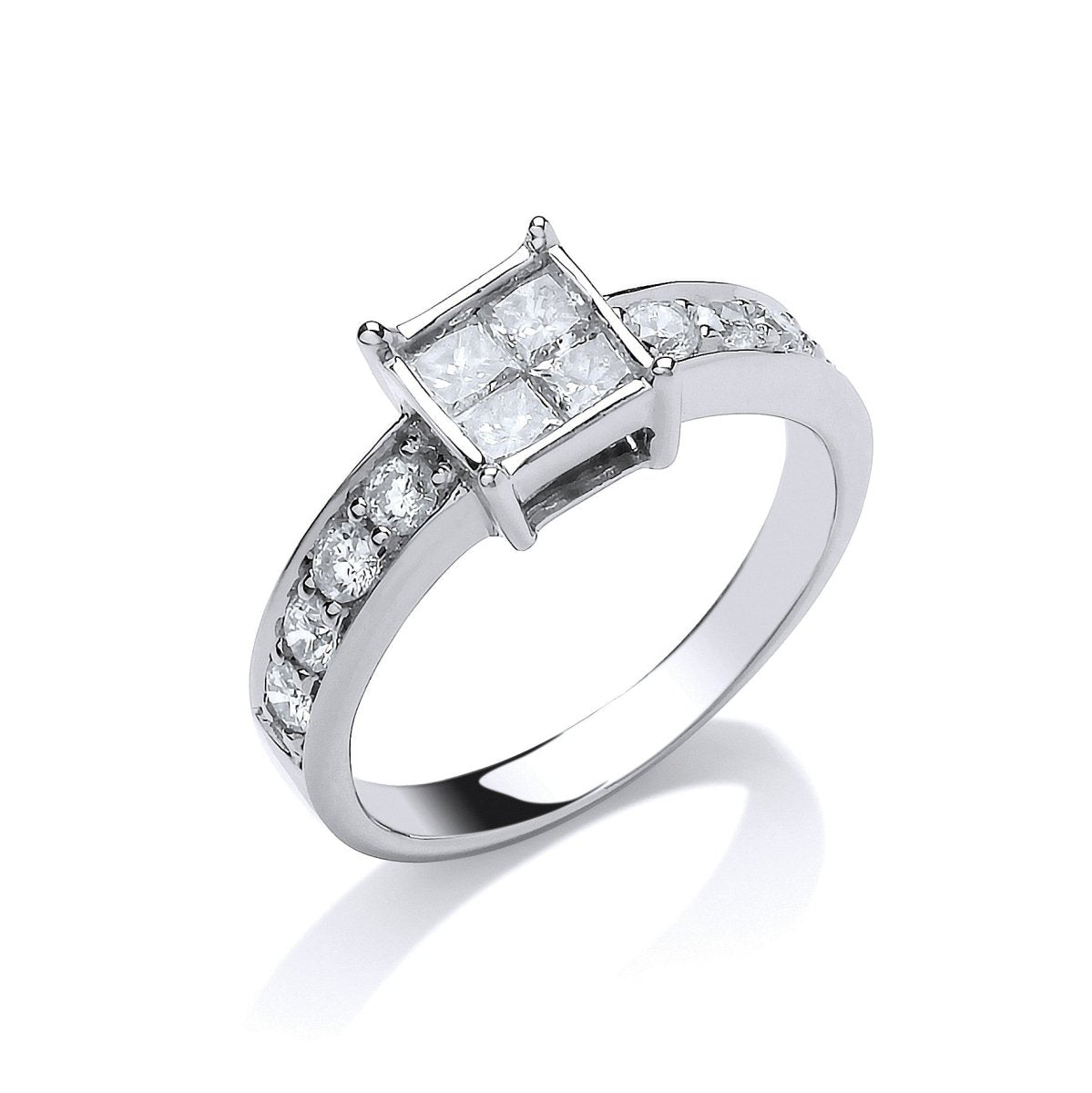 18ct White Gold 0.75ct Princess Cut Diamond Engagement Ring - Samuel Perry
