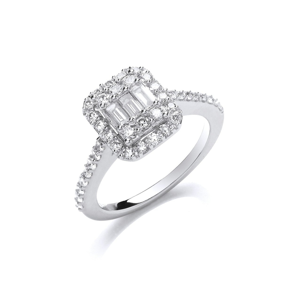 18ct White Gold 0.83ct Diamond Baguette Cut Ring - Samuel Perry