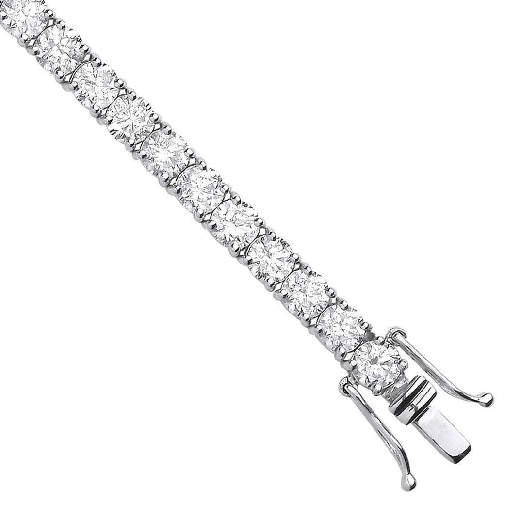 18ct White Gold 10.00ct Diamond Tennis Bracelet - Samuel Perry