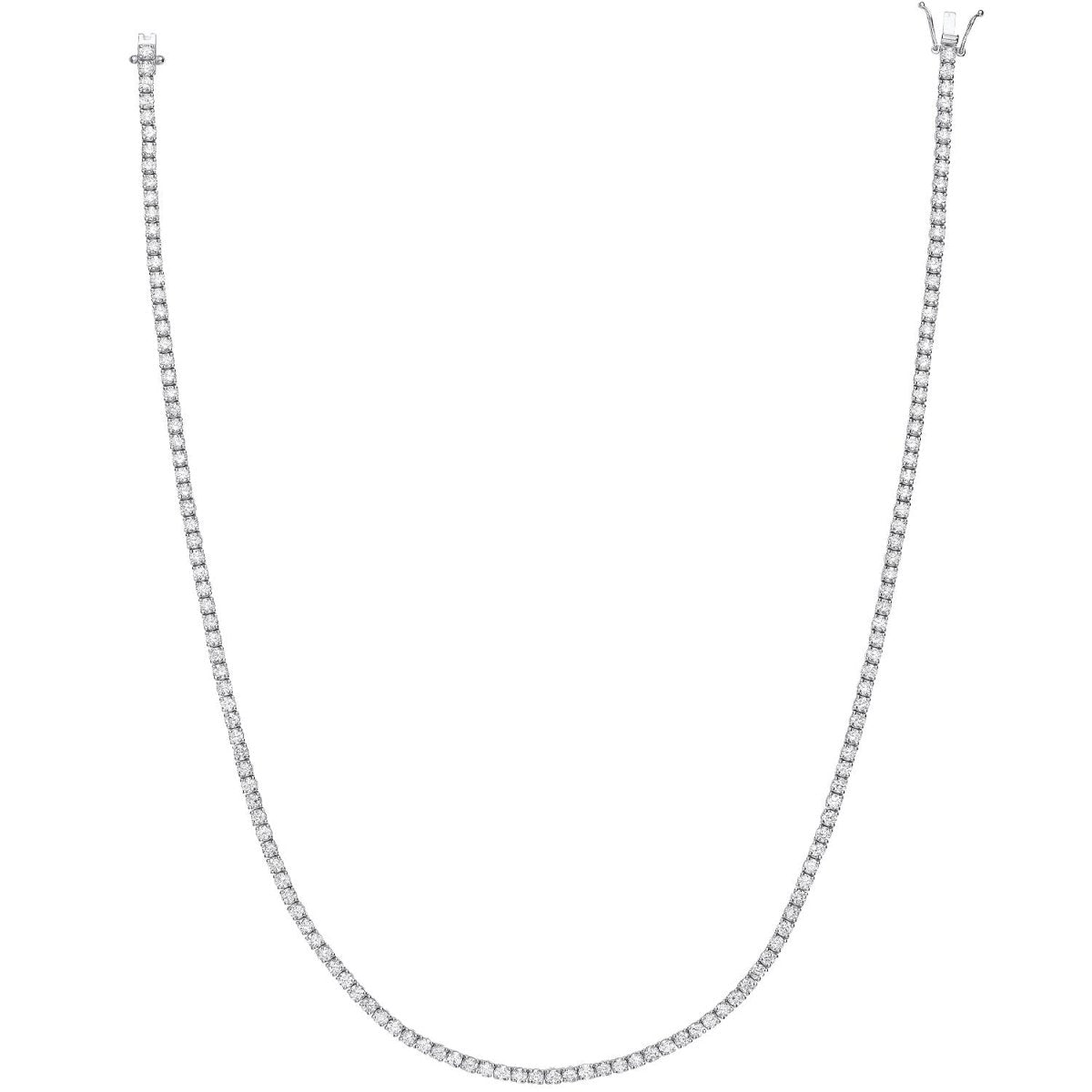 18ct White Gold 10.00ct Diamond Tennis Necklace - Samuel Perry