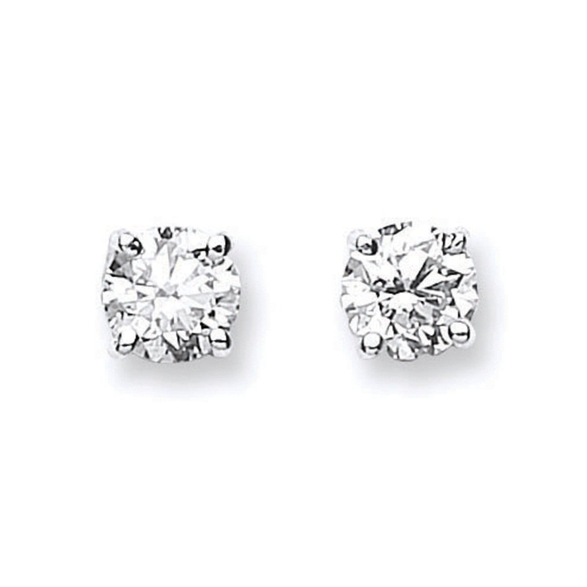 18ct White Gold 1.00ct Claw Set Diamond Stud Earrings - Samuel Perry
