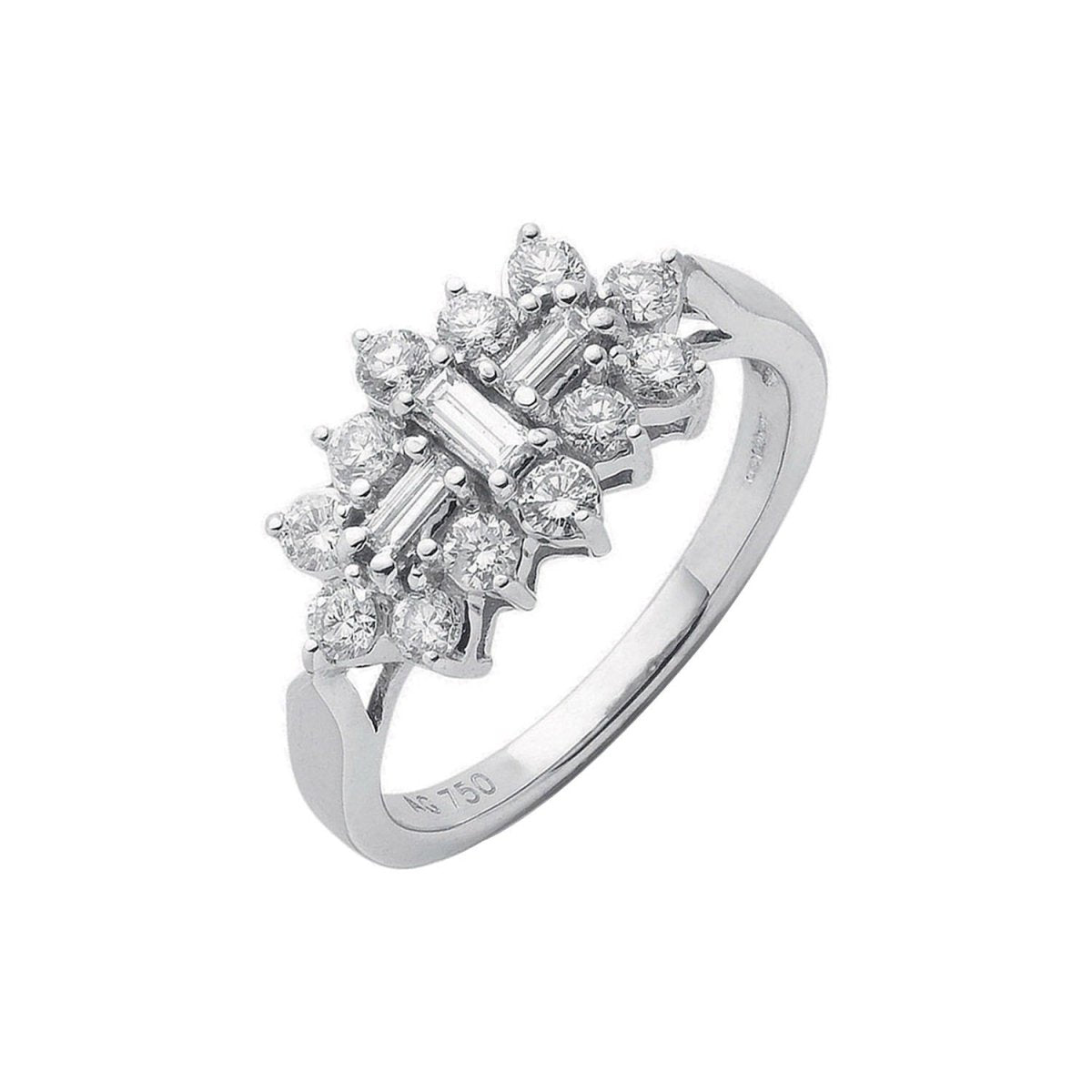 18ct White Gold 1.00ct Diamond Boat Cluster Ring - Samuel Perry