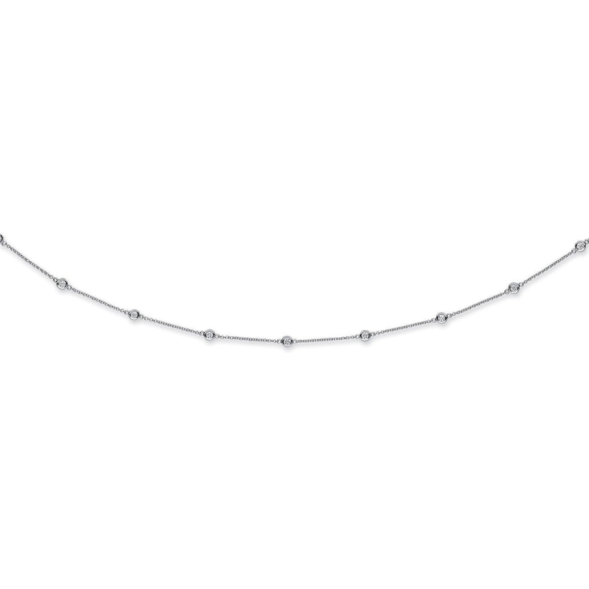 18ct White Gold 1.00ct Diamond by the Yard Necklace - Samuel Perry