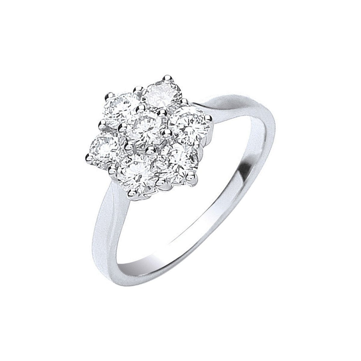 18ct White Gold 1.00ct Diamond Cluster Ring - Samuel Perry