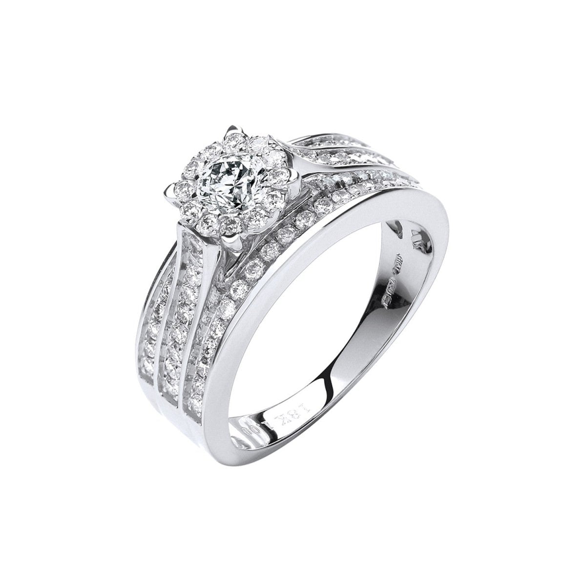18ct White Gold 1.00ct Diamond Dress Ring - Samuel Perry