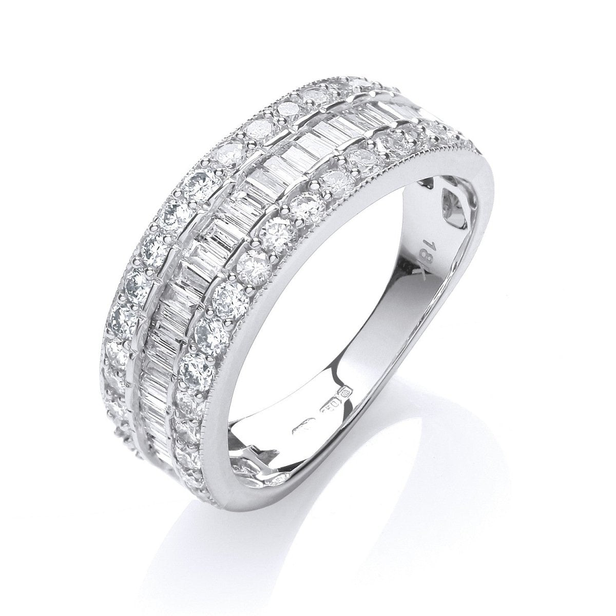 18ct White Gold 1.00ct Diamond Half Eternity Ring - Samuel Perry